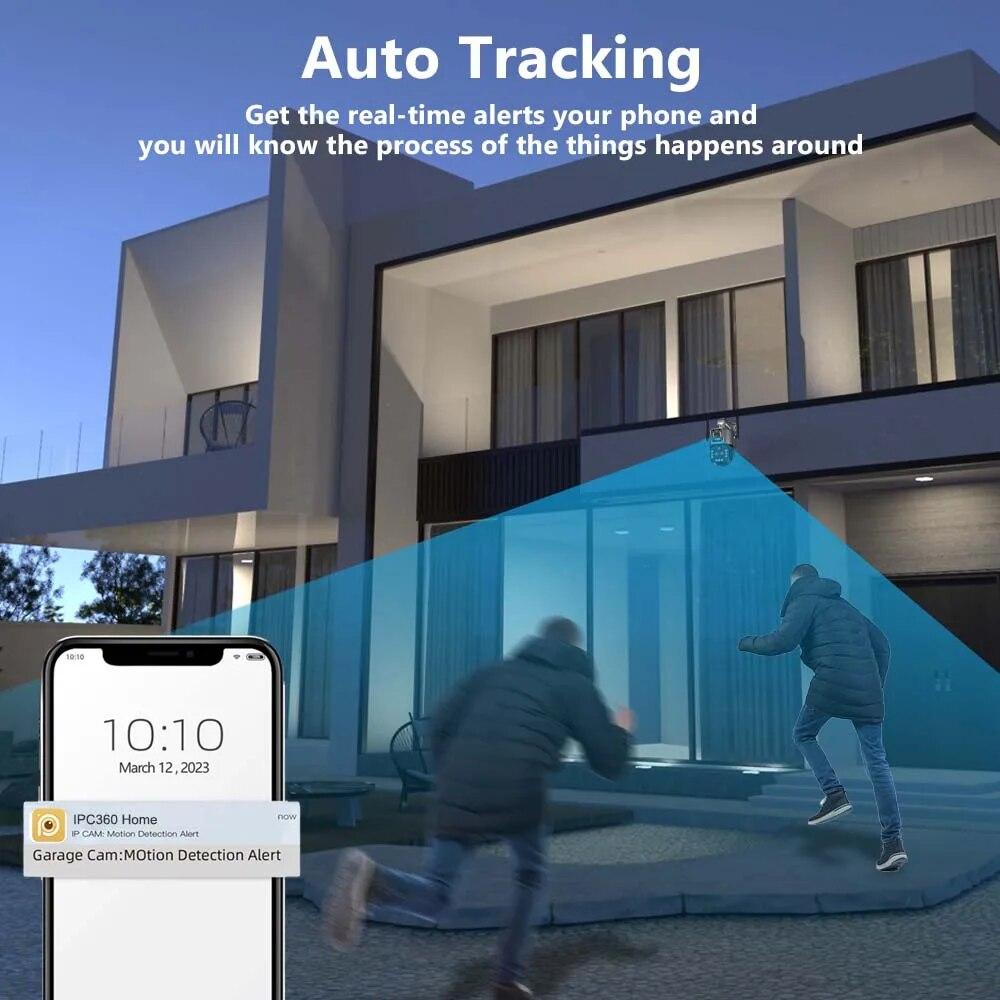 16MP 8K Wifi IP Camera 20X Zoom Four Lens Outdoor Wireless Security Camera PTZ 360 Smart Home Security Protection CCTV Wifi Surveillance Cameras