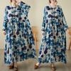 Round Neck Loose Fitting Women's Printed Long Sleeved Dress
