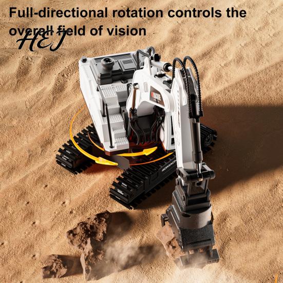 Kids RC Excavator 3-In-1 Remote Control Toy, 3 Replaceable Heads, 2.4G Construction Simulation Toy Vehicle with Lights Sounds, Movable Joints