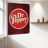 Vintage Dr Pepper Metal Tin Sign Distressed Maroon Background Cracked Texture with Rivets Decor for Man Cave Bar Home Cafe