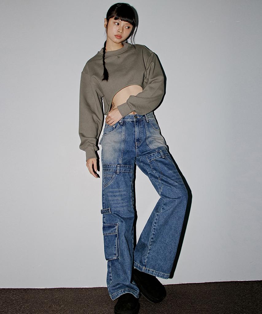 TOPGIRL Multi Pocket Wide Cargo Jeans_T326De401