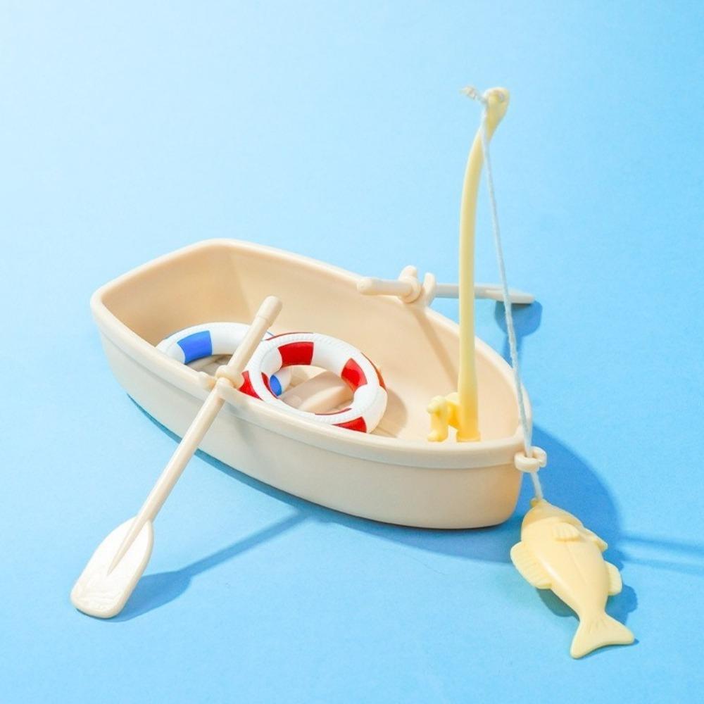 Mini Fishing Boat Model Plastic Fish Tank Landscape Floating Plastic Boat Fish Tank Decor