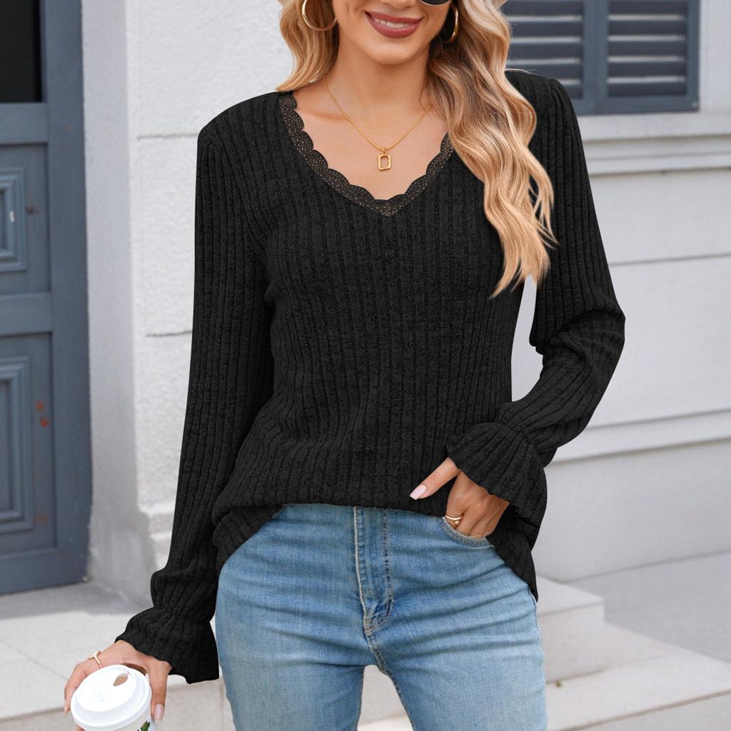 Женские рубашки с длинным рукавом, кружевные топы, деловая повседневная осенняя модная одежда, трикотажные блузки