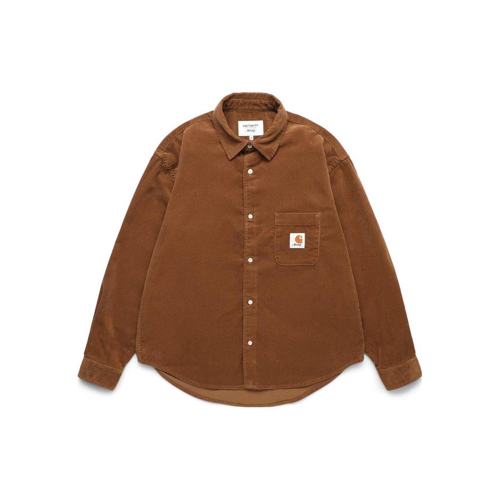 Carhartt WIP X Совместная коллекция Awake NY Весна/Лето 2023 Однотонная Куртка-рубашка с нагрудным карманом и логотипом Унисекс Куртка Коричневая AWK-CAR23-TP001-BRO