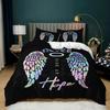 Комплект постельного белья с крыльями ангела, черный фон, ярко-оранжевый, с 3D-принтом, одеяло, размер King Queen, комплект постельного белья из полиэстера