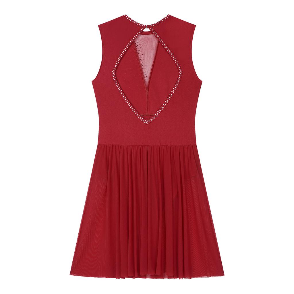 Женское платье для фигурного катания, современное лирическое балетное танцевальное трико-пачка без рукавов с блестящими стразами, гимнастическая танцевальная одежда для выступлений