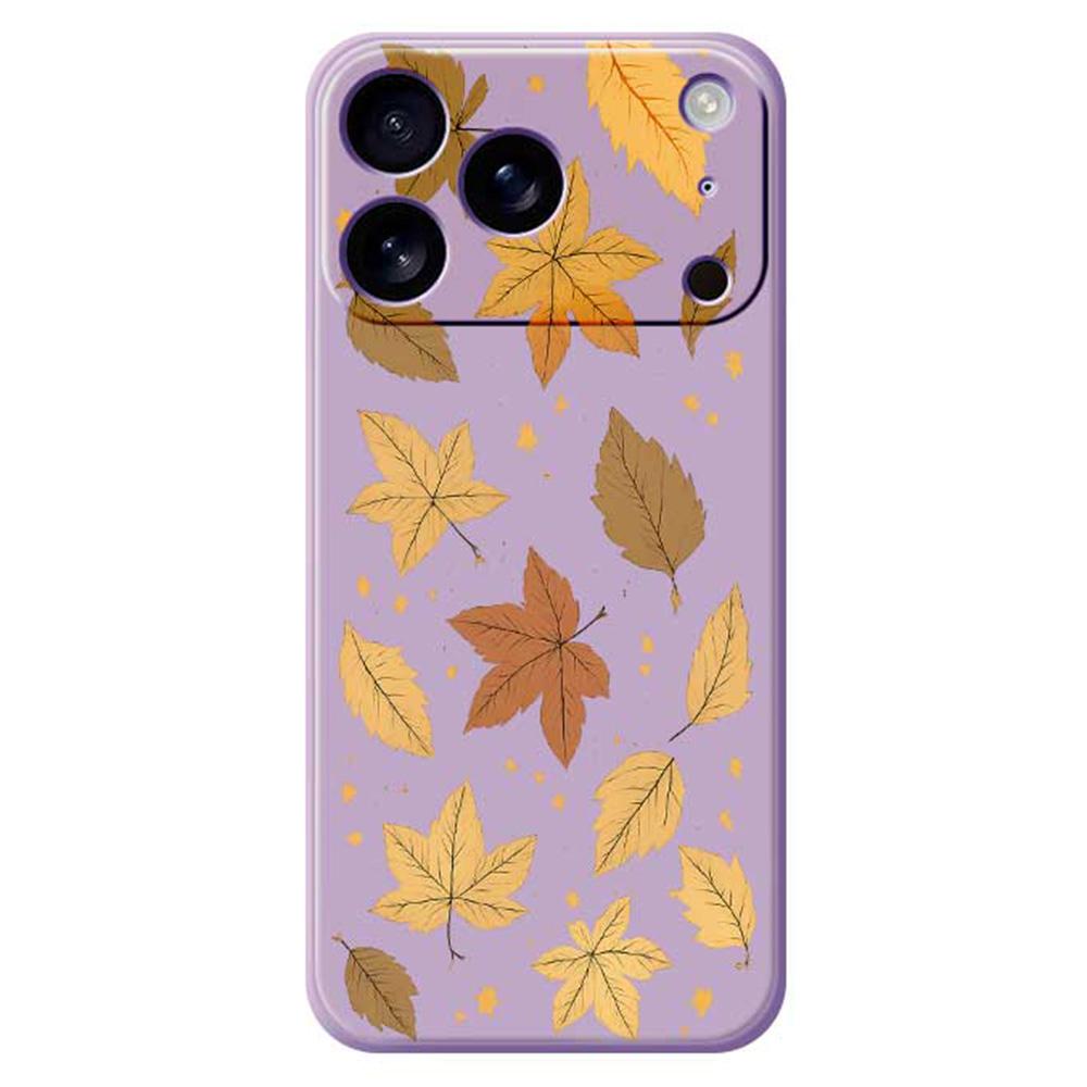 For iPhone 17 Pro Case Maple Leaves Pattern Printing Straight Edge TPU Phone Back Cover