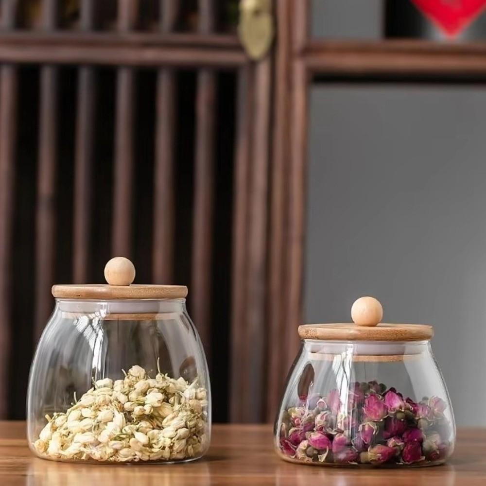 Transparent Glass Storage Jar Large Capacity Tea Storage Jar Coffee Bean Seasoning