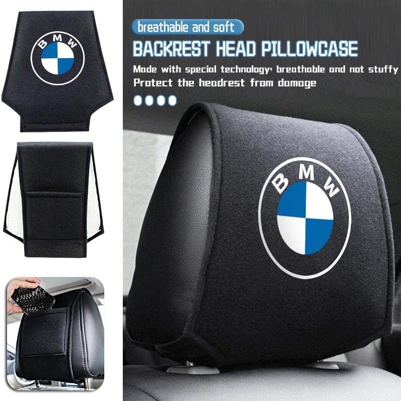Car Seat Headrest Cover Auto Logo Head Pillowcase Accessories For BMW Performance M E87 E30 E46 E28 F35 G20 E93 F20 X3 X HS5