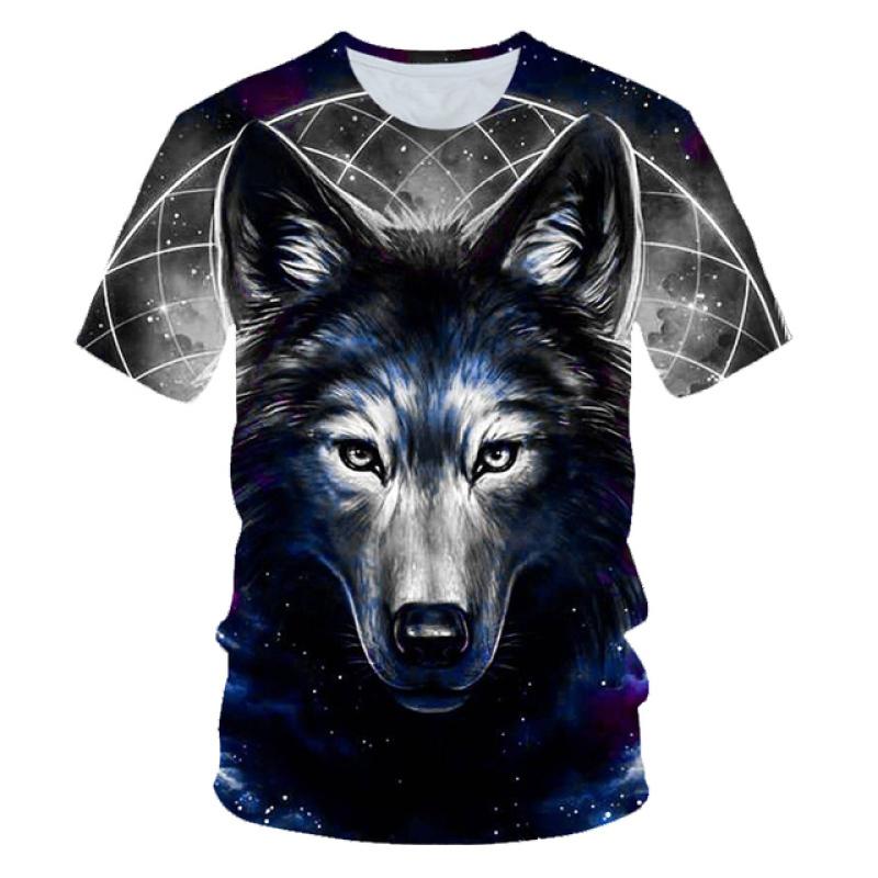 Kids Animal Wolf T Shirt for Boys Summer Autumn Children's Wolf Clothes Short Sleeved Breathable Cartoon Print Cool Wolf Tops