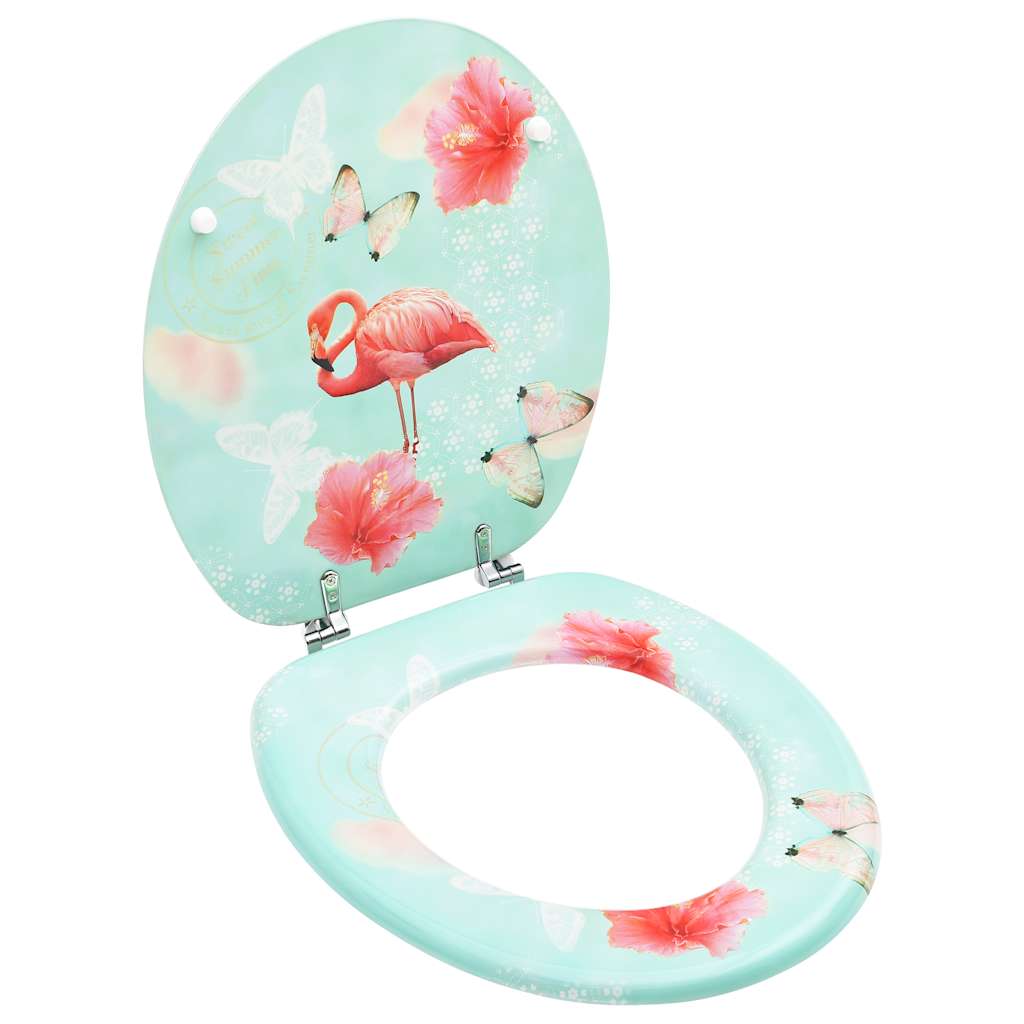 Toilet Seat with Lid MDF Material Flamingo Design