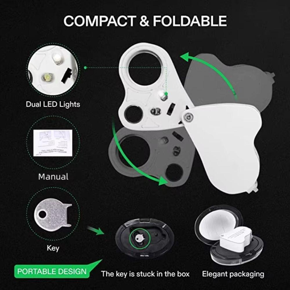 Dual Lens 30X 60X Illuminated Loupe Adjustable Lighting Handheld Magnifier Repair Sewing