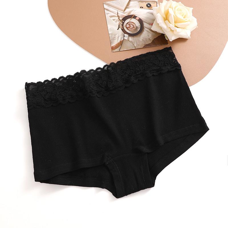 FINETOO Boxer Briefs Pure Women Cotton Panty Short Lace Belt Lingerie Soft and Breathable Underwear