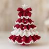 Handmade Crochet Christmas Tree DIY Xmas Tree Crochet Craft Starter Set with Bow And Faux Pearl for Beginners Knitting Holiday Decoration