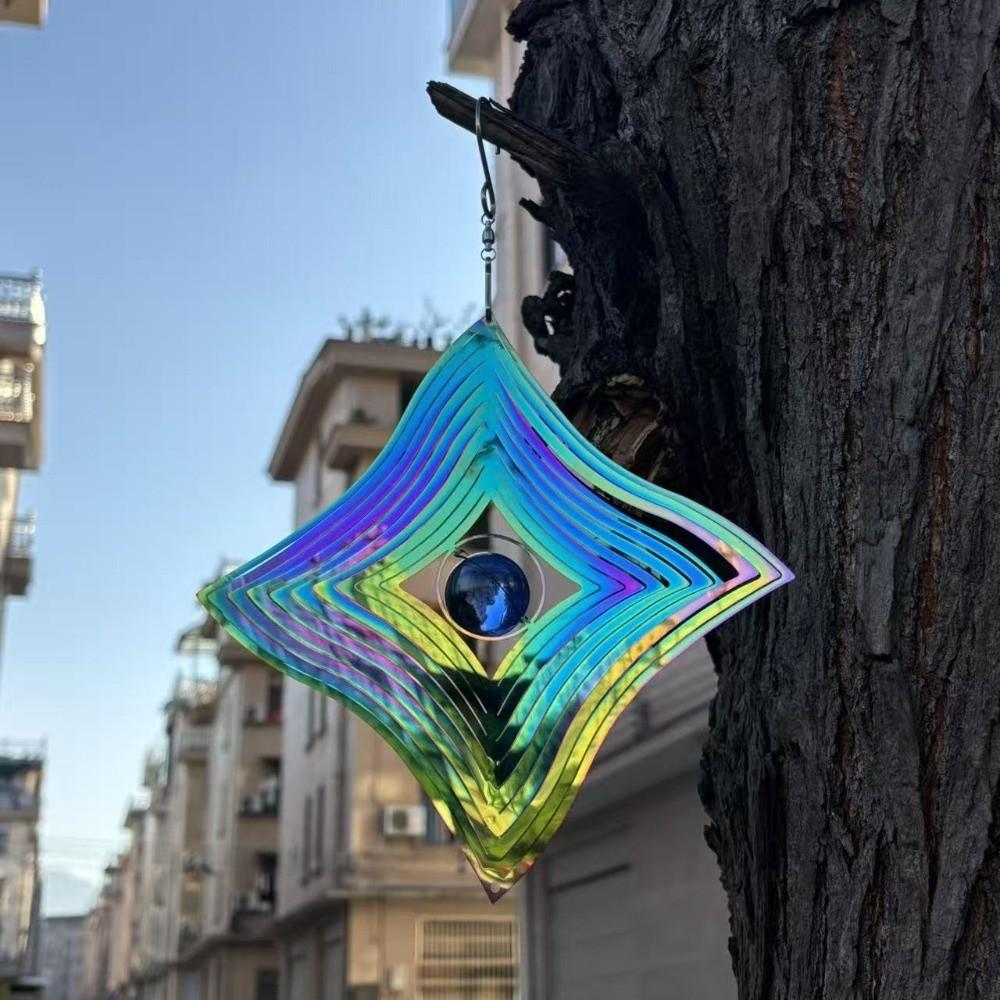 Flowing Light Effect Wind Chime Pendant Colorful Wind Spinner Catcher Door