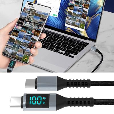 100 Вт USB C - USB C кабель для быстрой зарядки типа C нейлоновый плетеный кабель с цифровым дисплеем для смартфонов планшетов