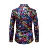 Men Club Shirt Snake Skin Printing Turn-down Collar Slim Fit Button-down Long Sleeve Party Shirt Nightclub Performance Clothes