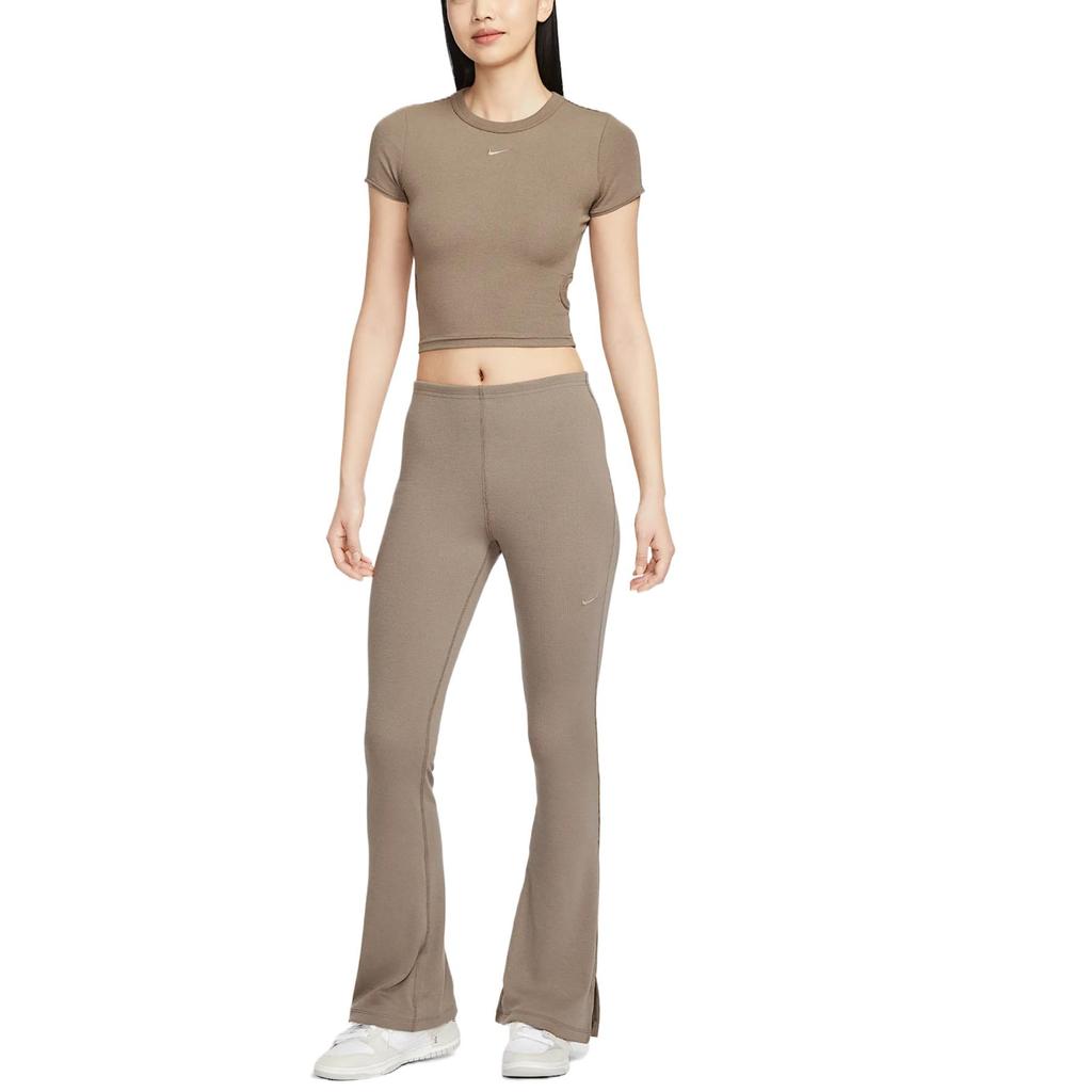 Nike Sportswear Chill Knit Breathable Versatile Short Sleeve T-Shirt Women Tops Mink-Brown HJ0720233