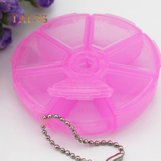 Round Shape 7 Grids Medicine Pill Plastic Storage Box Dispenser Holder Organizer Health Care