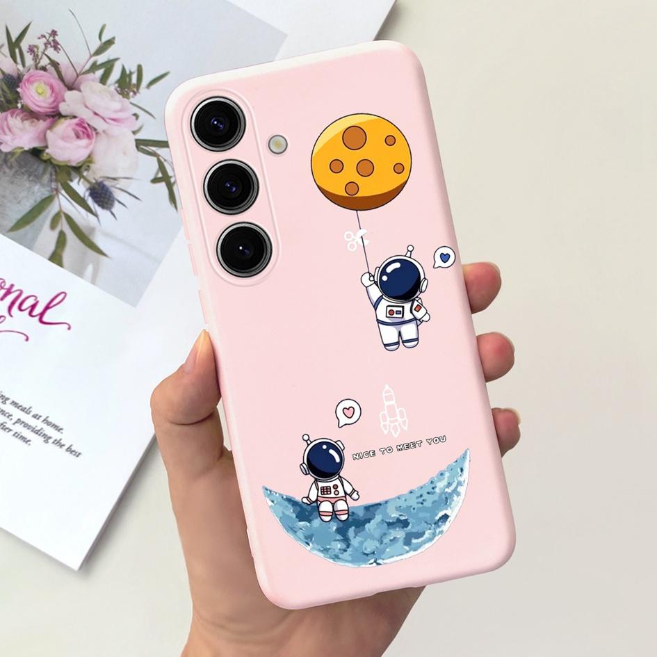 Чехол для Samsung Galaxy S24 Plus Милый Желтый Утенок Астронавт Матовый Силиконовый Мягкий Чехол для Samsung S 24 S24 Ultra S24+ 5G Funda