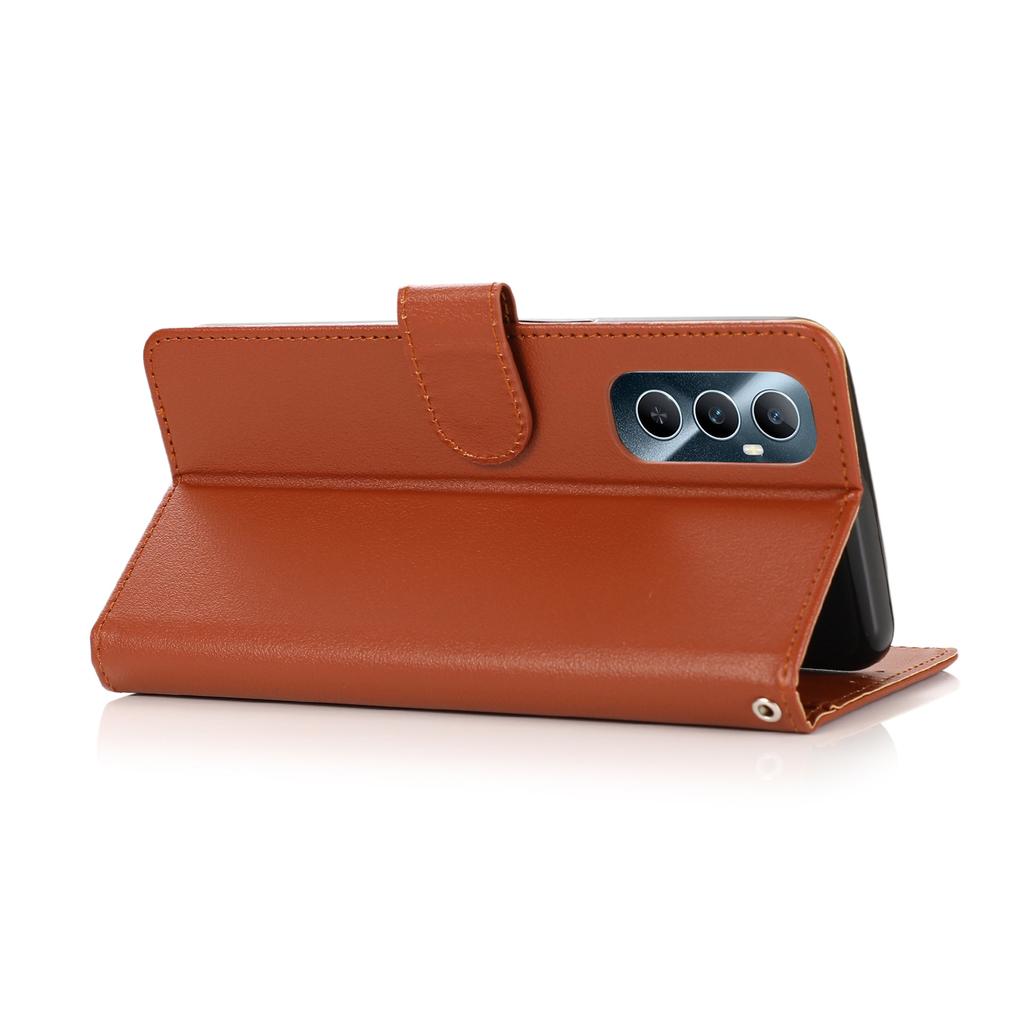 For Realme C65 4G Case Wallet Stand View PU Leather Phone Cover with Wrist Strap