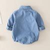 Baby Romper Denim Shirt-Style One-Piece Romper for Baby Girls