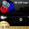 For VOLKSWAGEN VW 4D LED for Volkswagen logo light front and rear logo stickers suitable for Tiguan/Passat/Golf/Polo/Jetta/Beetl