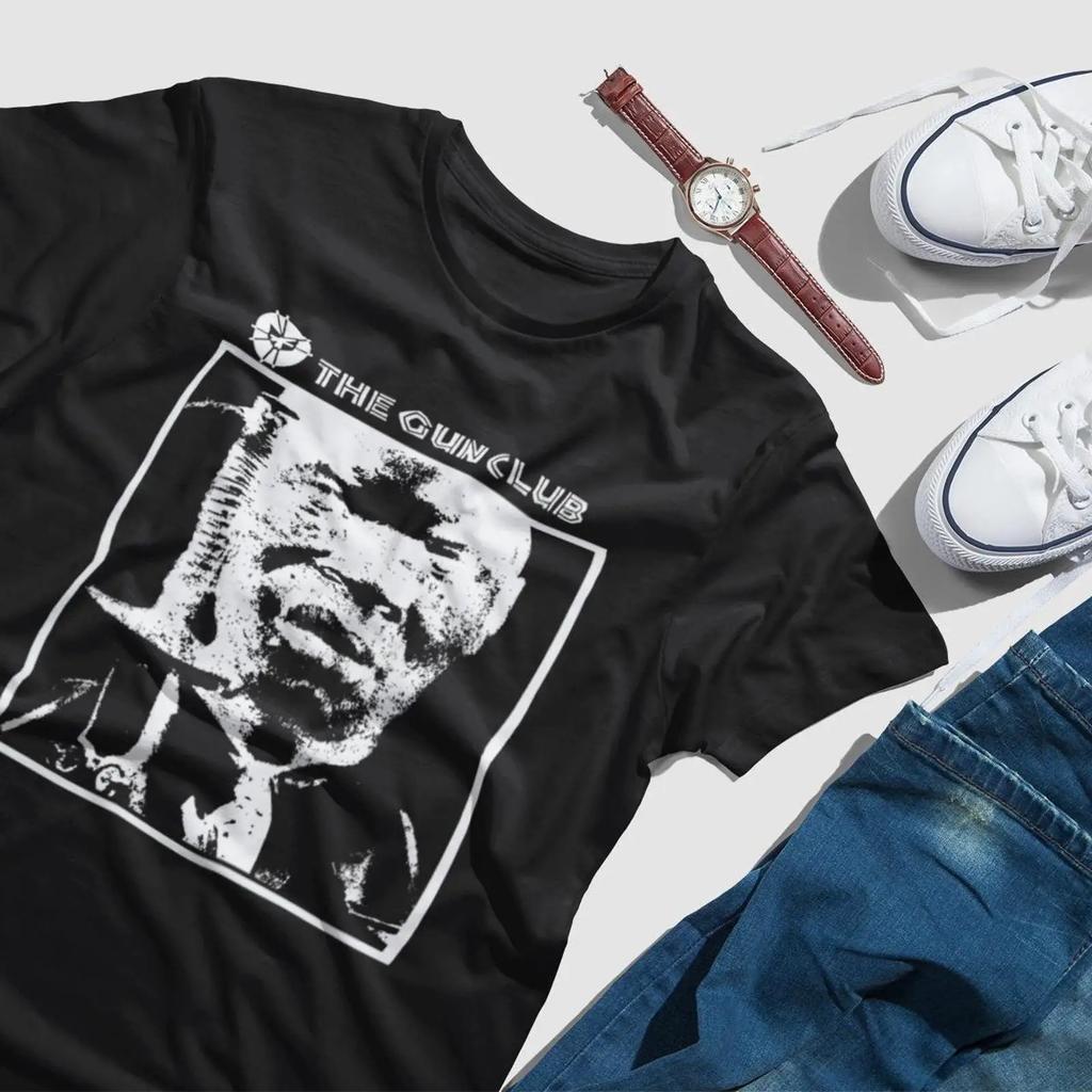 The Gun Club T Shirt Screen Print Short Sleeve Cotton Vintage Slightly Graphic Stylish Homme Fashion Versatile Soft