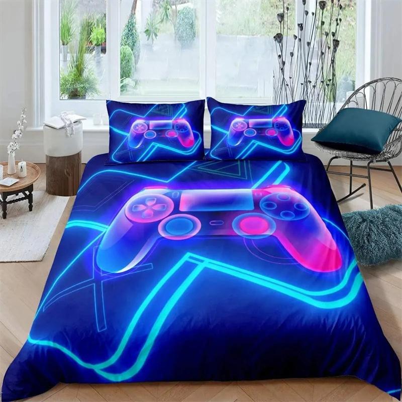 Игровой постельный комплект Игровое покрывало 135 Для взрослых Детей Мягкая микрофибра Современное покрывало с геймпадом Декоративное с наволочкой