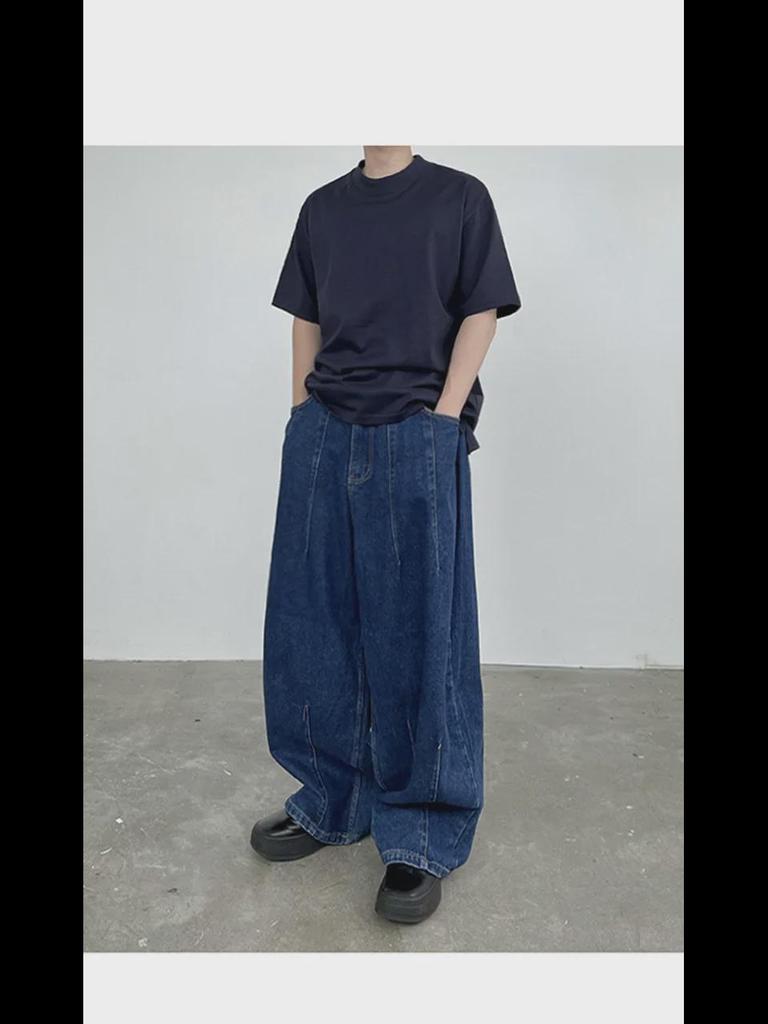 Мужские джинсы BJ Retro Washed Wide-Leg: Весна/Лето Свободные повседневные брюки в корейском стиле