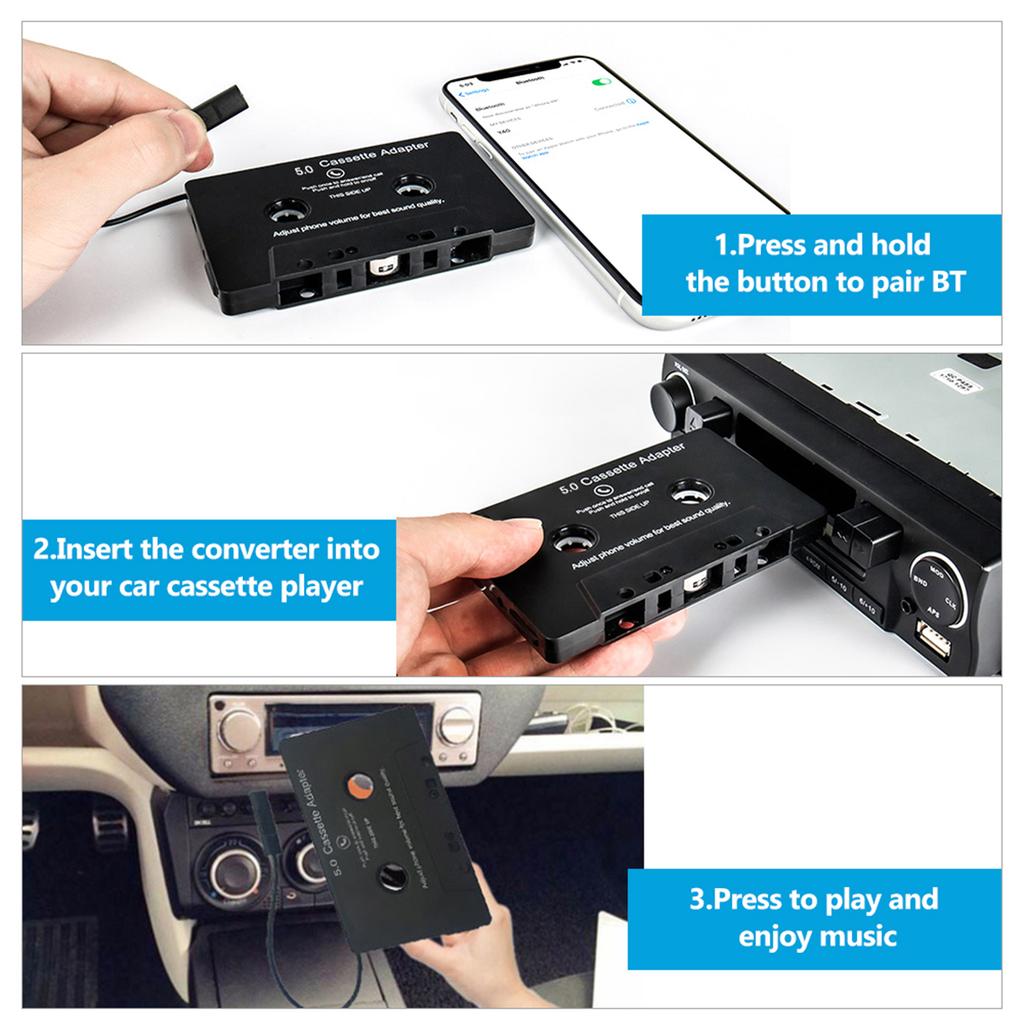 BT Cassette Adapter for Car with Stereo Audio Wireless Cassette Tape To Aux Adapter Smartphone Audio Tape Converter