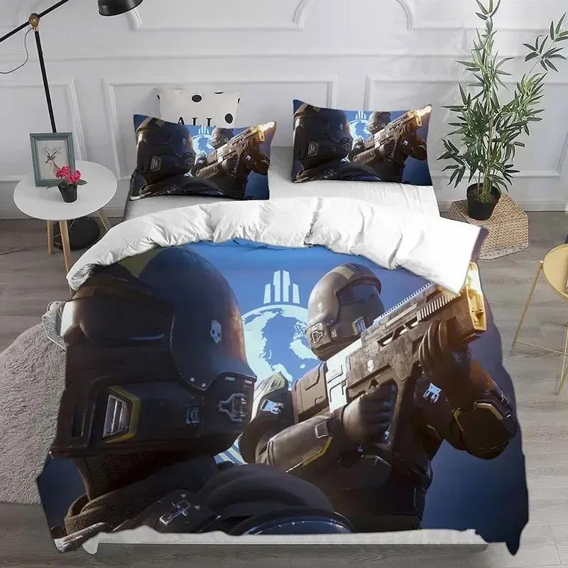 3D HELLDIVERS 2 Bedding Sets Comforter Quilt Bed Cover Duvet Cover Pillow Case Sets Kids Adult Size For Home Textiles