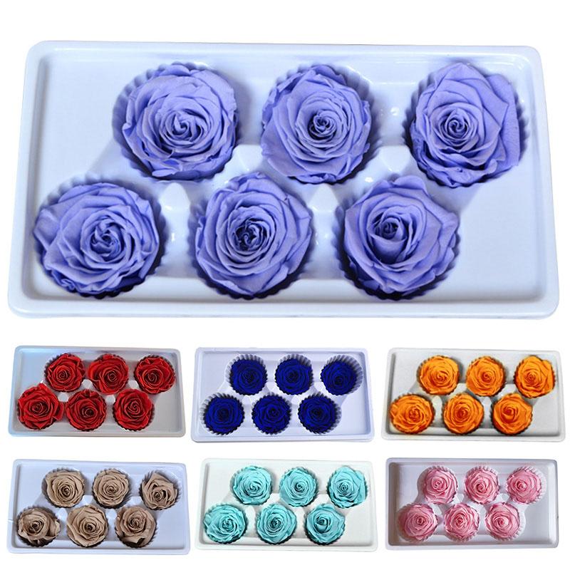 6 шт./кор. вечная жизнь цветок вечеринка декор роза цветок DIY консервированный подарок высокое качество День матери 5-6 см свадьба День святого Валентина