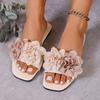 Ladies Shoes 2025 Summer Open Toe Women's Slippers Fashion Flower Dress Slippers Women Square Heel Shoes for Woman