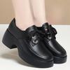 Роскошная женская кожаная обувь Модные лоферы на толстой подошве на шнуровке Обувь для пожилых людей для ленивых Повседневная легкая женская обувь