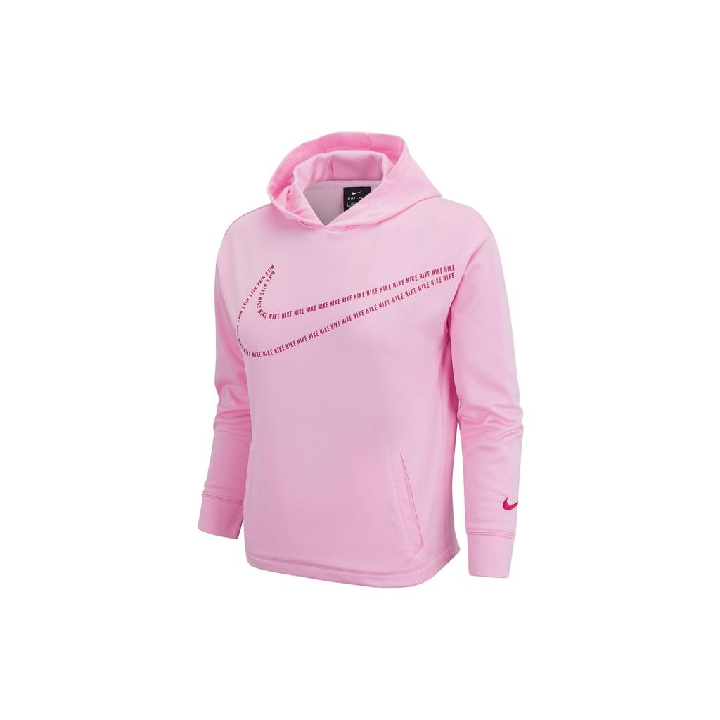 Nike Logo Print Pullover Hoodie Kids Hoodies Pink DJ0679-654