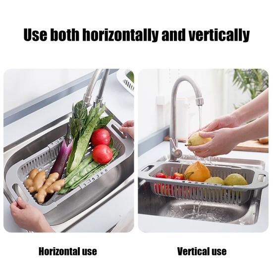 Retractable Drain Basket Over-the-sink Multifunction Food Grade Extendable Fruit Vegetable Washing Drainer Colander Strainer Bowl Tableware
