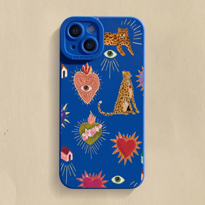 Floral Leopard Eyes Phone Case For iPhone 11 12 13 14 15 16 Pro Max 7 8 Plus 16E XR X XS SE Shockproof Silicone Soft Cover