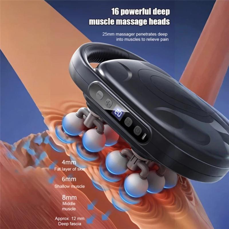 16-Head Fascia Massager For Powerful And Wide-Range Full-Body Massage Noise Reduction Deep Tissue Neck Massage-Gun Set