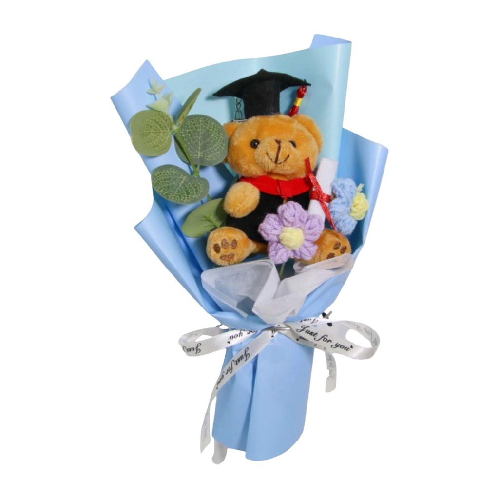 Graduation Season Cartoon Doll Flowers For Couples And Students Creative Gifts Cartoon Knitted Bouquet Doll