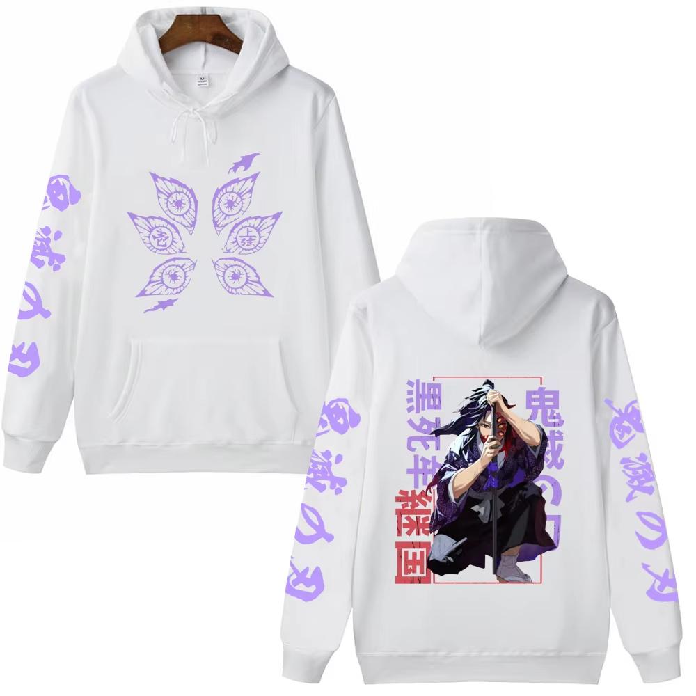 Anime Demon Slayer Kokushibo Graphic Printed Hooded Men Women Hoodies Casual Loose Sweatshirt Harajuku Unisex Streetwear