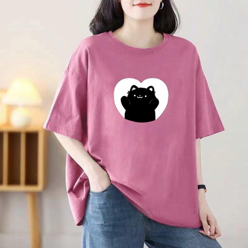 Женская летняя популярная футболка с короткими рукавами из хлопка, дышащая, свободная футболка с принтом, повседневная