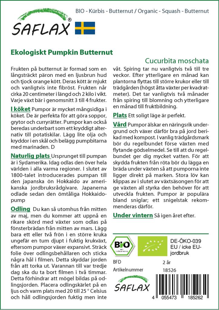 SAFLAX Garden in the Bag - Органический - Тыква - Мускатный орех - 6 семян - С субстратом в подходящем пакете - Cucurbita moschata