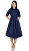 Womens Blue Denim Shirt Dress With Pockets 3 4 Sleeve Casual Midi
