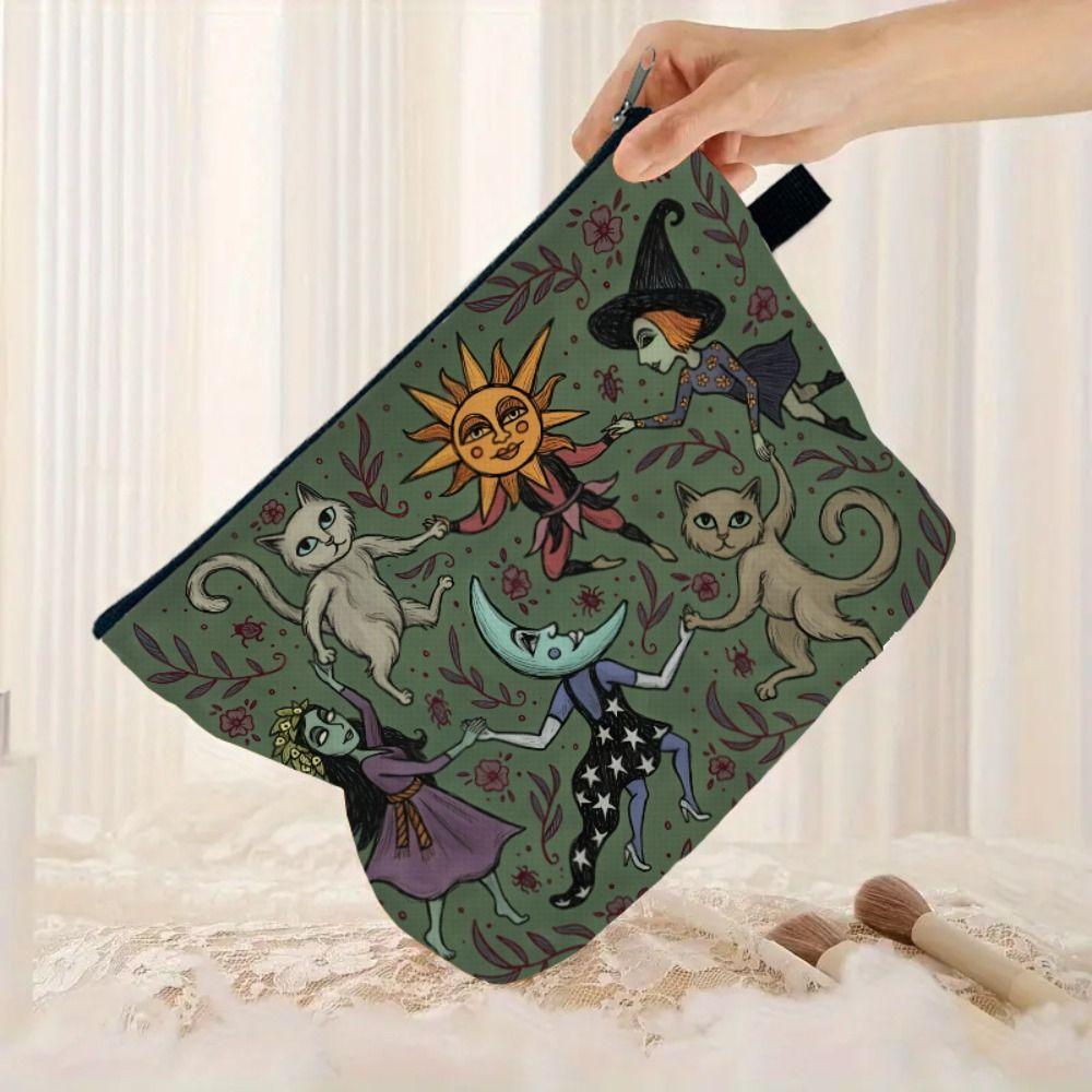 New Cat and Moon Design Makeup Bag Trendy Durable Storage Bag Portable Forest Bag Gift