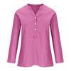 Women Casual Shirt V-Neck Buttons Half Placket Long Sleeve Blouse Solid Color Loose Fit Tunic Tops Office Lady Shirt