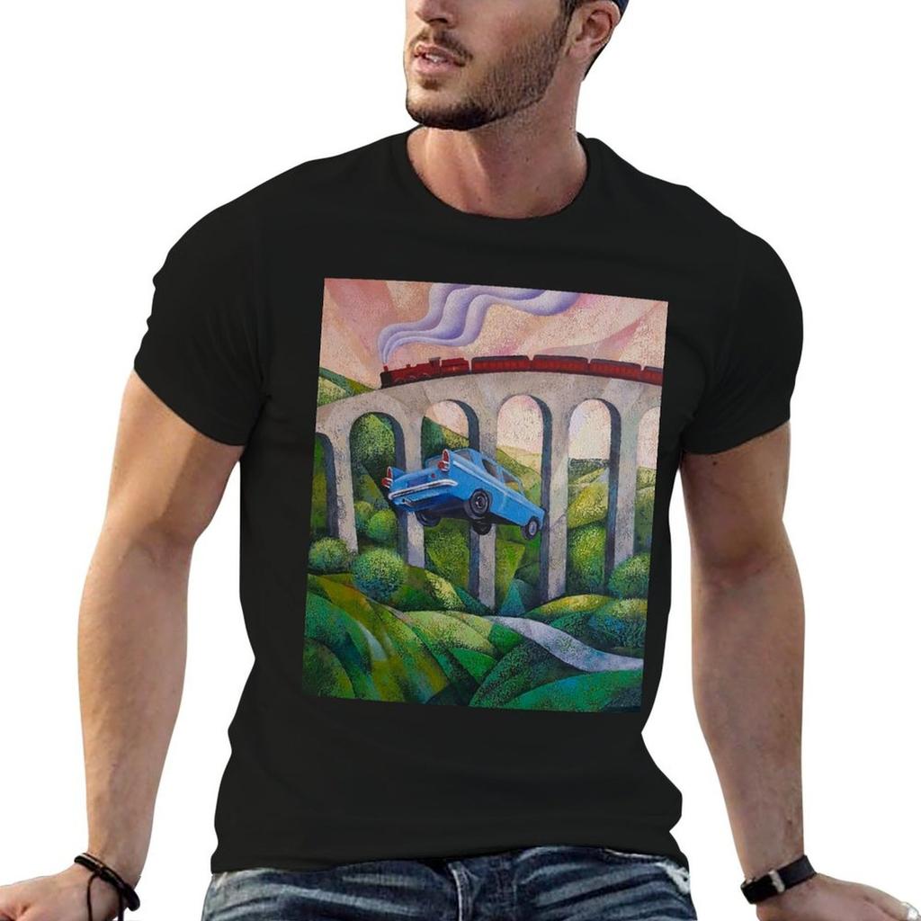 flying car T-Shirt Basic Crew Neck Short Sleeve Top