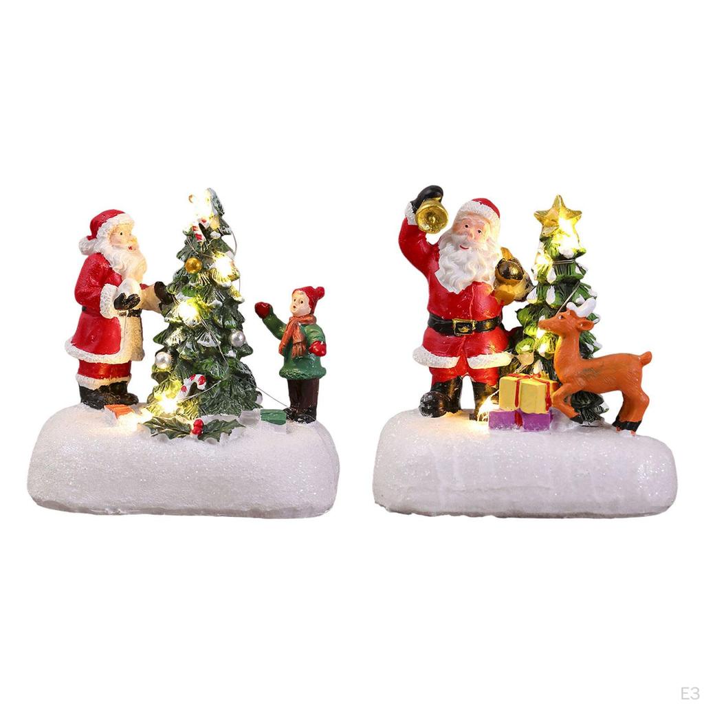 Рождественская фигурка, настольное украшение, светящаяся скульптура, украшение Санта-Клауса, статуэтка для вечеринки из твердой смолы