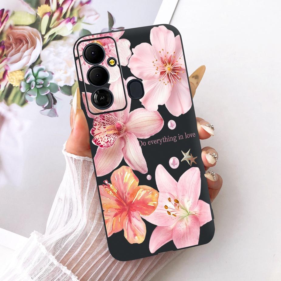 Чехол для Tecno Pop 6 GO BE6j Милый Цветок Бант Расписной Чехол Мягкий ТПУ Чехол для Телефона Для Tecno Pop 6 Pro BE8 Pop6 GO Задняя Крышка Coque