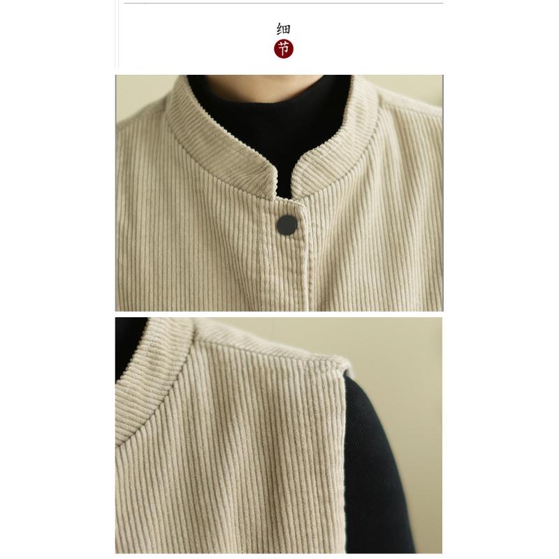 Осенняя мода Плюс Художественный Повседневный Вельветовый Жилет Куртка без рукавов Женский Жилет Топ